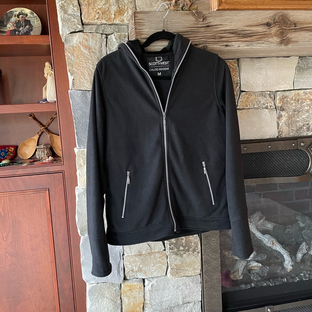 Scottevest Chloe Black Fleece Travel Hoodie